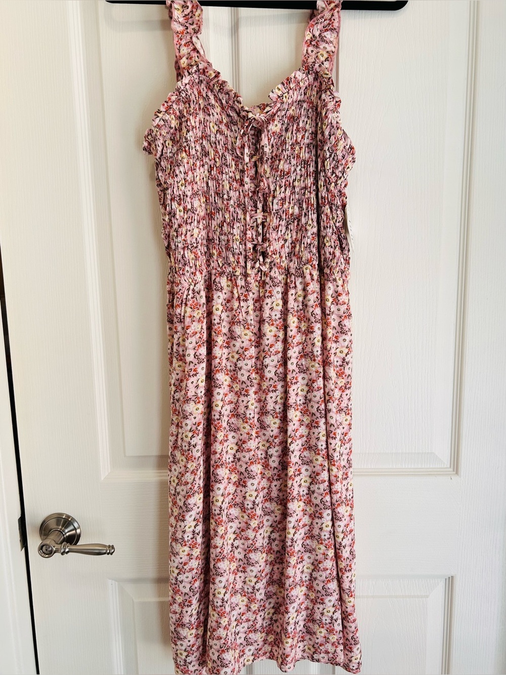 AUW Pink Floral Smocked Sundress